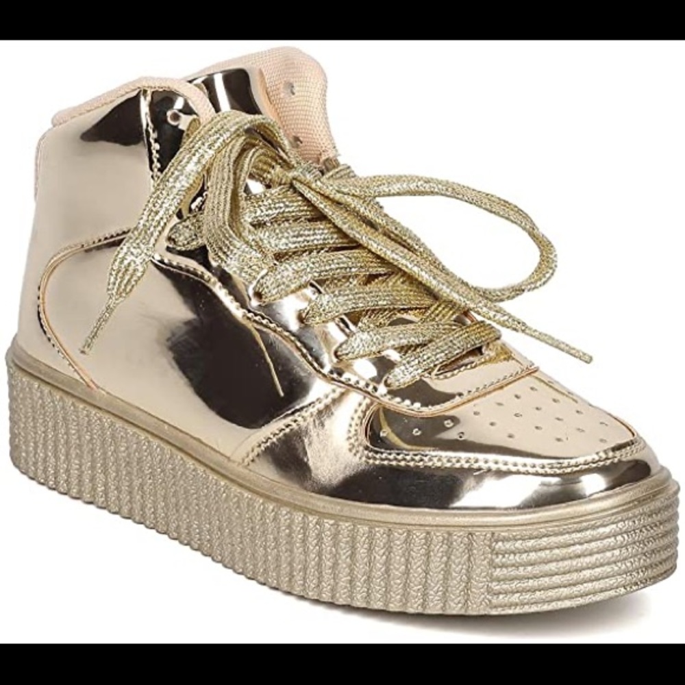 Gold Metallic Sneakers NEVER WORN